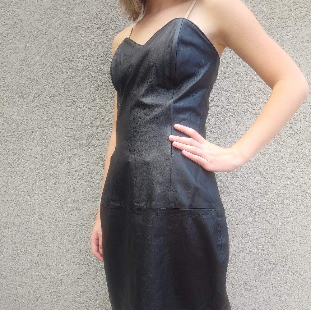VINTAGE Efrem Black Leather Dress size 6